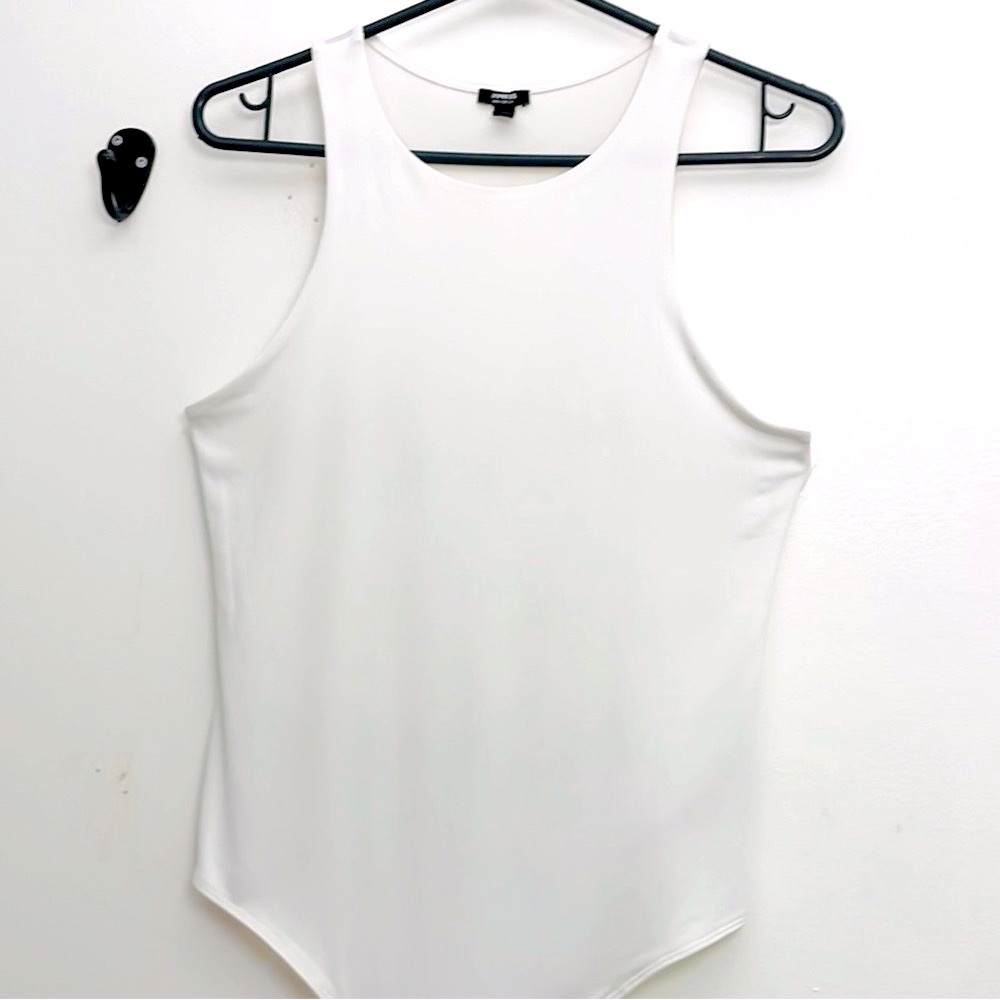 Express Body Contour High Compression High Neck Bodysuit White